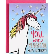 Right, the unicorn birthday saying! You Are Magical Unicorn Birthday Card Paper Source