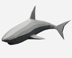 Papercraft Shark 3d Paper Craft Model Low Poly Tiburon Animal Trophy Pdf Template Pattern Kit Diy Home Decor Polygonal Pepakura Gift In 2020 3d Paper Crafts 3d Models For Printing Paper Crafts