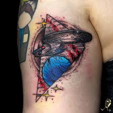 Unlike women, who often make a star trek tattoo for couples on the lower back, the men take advantage of the top, particularly the blade area and the latissimus dorsi. Star Trek Enterprise By Dedleg Tattoonow