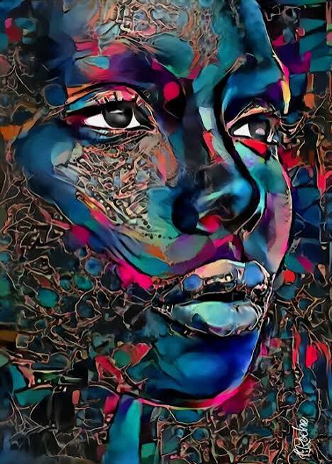Marlyna- Mix Media On Panel - 70 X 48 Cm, Digital Arts by Léa Roche | ArtMajeur