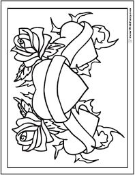 On these rose coloring pages you will find a wide variety of shapes, sizes and forms you can color in. Coloring Pages Of Roses With Banners Hearts And Roses Coloring Pages Pink Roses Diamond Hearts Coloring Home My Dailyentries