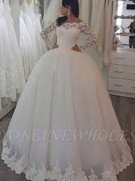 Sweep Train Applique Ball Gown Off The Shoulder Lace Long Sleeves Wedding Dresses Ball Gowns Wedding Modest Wedding Dresses Ball Gown Wedding Dress