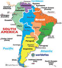 Time Zones Of South America South America Map America Map Columbia South America