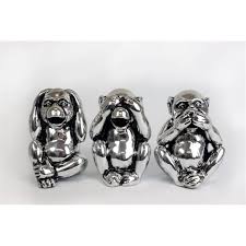 See No Evil Hear No Evil Speak No Evil Monkeys Figurines See Hear And Speak No Evil Vintage Silver Monkey Money Box Boxes Ornament Set The Home Fusion Company Ornament Set Money Box Vintage Silver