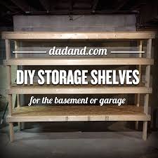 This finished basement boasts crisp white shelving that stands out against the light gray walls and beige carpet. Diy 2x4 Shelving For Garage Or Basement Dadand Com