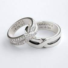 Polish Flat Ladies And Mens Matching Wedding Rings 0 36 Carat Round Diamond 6mm 02108 Wedding Ring Sets Wedding Rings Unique Matching Wedding Rings