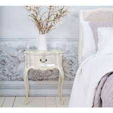 Silver bedside table set of two: Sylvia Silver Single Drawer Bedside Table Fbc