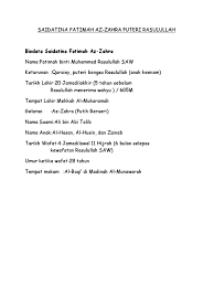 Gadis yang belum berusia 20 tahun itu ternyata anak dari bos toko emas. Biodata Saidatina Fatimah Az Zahra