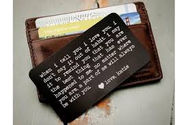 14 Meaningful Gifts For Him That Will Make Him Secretly Cry Personalized Wallet Card Click Engraved Wallet Cards Personalized Wallet Card Diy Gifts For Him