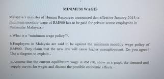 Human resources for health (hrh) country profile. Solved Minimum Wage Malaysia S Minister Of Human Resource Chegg Com