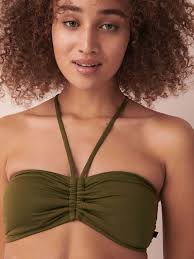 La Vie En Rose Olive Green Bandeau Bikini Top