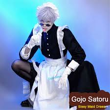 Vestido de sirvienta Sissy para hombre y mujer, disfraz de Anime de Gojo  Satoru, uniforme de Lolita, disfraz de Halloween - AliExpress