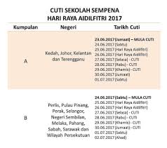 Senarai cuti umum ini adalah berdasarkan rujukan pelbagai. Satu Johor Cuti Sekolah Sempena Hari Raya Aidilfitri Facebook