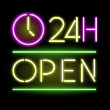 24h Open By Gina Dsgn Cool Neon Signs Neon Wallpaper Neon Signs