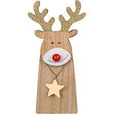 Für alle, die nach einer rentier vorlage zum ausdrucken suchen, ist die suche hier erfolgreich beendet. Holz Dekofigur Rentier Mit Leuchtender Roter Nase Led 19x7 Cm Weihnachtsschmuck Rentier Basteln Bastelarbeiten