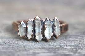 Raw Crystal Ring Quartz Crystal Ring Herkimer Diamond Ring Etsy Natural Stone Jewelry Crystal Rings Raw Crystal Ring