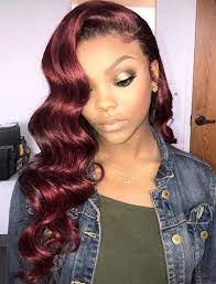 Sew In Weave Hairstyle With Color Just Love This Color If You Need Bundles Closures Or Weave Hairstyles Quick Weave Hairstyles Sew In Weave Hairstyles