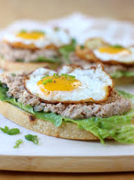 Open Face Tuna Salad And Egg Sandwich Recipe Sweet Potato Burgers Fried Egg Sandwich Egg Sandwiches