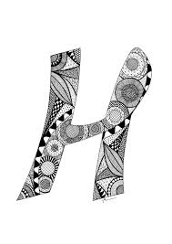 Letter H Monogram Print Zentangle Inspired Doodle Art Designs Drawings Of Friends H Monogram