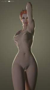 1girls 3d 4k absurdres areolae blender breasts female female only  highres justb3d moira nipples nude overwatch solo 