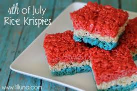 Fourth Of July Rice Krispie Treats Red White And Blue Lil Luna Recipe Fourth Of July Food Food Crispy Treats