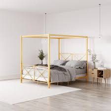 Camilla black metal canopy queen size bed the novogratz camilla metal canopy bed has the novogratz camilla metal canopy bed has a design that will make you feel royal. Woven Paths Metal Canopy Bed Queen Gold Walmart Com Walmart Com