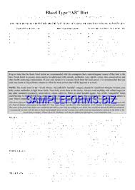 Blood Type Diet Chart Templates Samples Forms