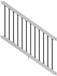 Outdoor stair railing kit white 6 ft. Buy 6 Ft X 3 Ft White Composite Stair Railing Kit With Black Balusters Online In Turkey B08hpdw3dw