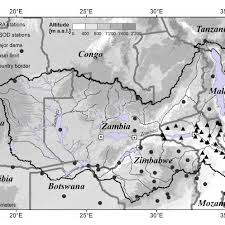 Zambezi river map africa hasshe com. Map Of The Zambezi River Basin Showing Countries Borders Main River Download Scientific Diagram