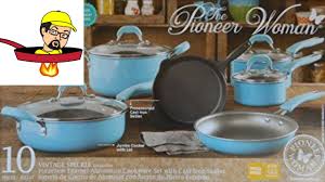 You can find the new pioneer woman cookware at walmart stores, and here is the listing on walmart.com: Pioneer Woman 10 Piece Pots And Pan Set Youtube