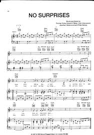Sheet Music Piano Score Radiohead No Surprises Radiohead No Surprises Piano Sheet Music Radiohead