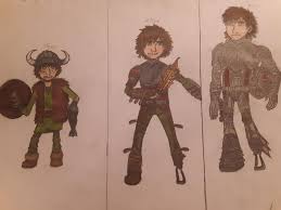 My drawing of a brief Evolution of Hiccup Horrendous Haddock III (The3rd) :  rhttyd