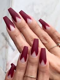 People tend to confuse acrylic nails with fake nails. Most Beautiful Fall Nail Designs 2019 Stylish Belles Burgundy Acrylic Nails Burgundy Matte Nails Coffin Nails Matte