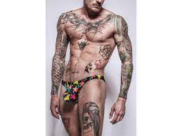 Very cute guy in figure hugging lycra; Gymswim Party Boy Bulge Swim Brief Multicolor Black Gymswim