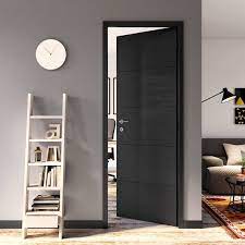 Bloc Porte Bois Pin Budy Noir H 204 X L 83 Cm Poussant Droit Leroy Merlin Portes Interieures Noires Amenagement Interieur Deco Maison Moderne
