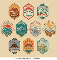 Set Of Retro Colored Alpinist And Mountain Climbing Outdoor Activity Vector Logos Logotype Templates And Badges With Mo Outdoor Logos Badge Design Emblem Logo