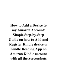 On amazon kindle account with all the screenshots chapter 1 : How To Add A Device To My Amazon Account Pdf Robert Armstrong Simpl