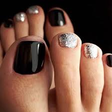 Black And Silver Glitter Nails Marvelous Black Nail Designs With Silver Glitter Accents Backnails Glitternails The Freshest And Most Beautiful Nai Toe Nail Color Toe Nail Designs Toe Nails