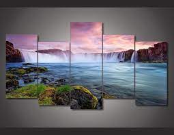 Falls Scenic 1 Nature 5 Panel Canvas Art Wall Decorhome Decor Wall Art In 2021 Landscape Wall Art Canvas Art Wall Decor Fall Canvas Painting