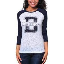 Dallas Cowboys Ladies Bling Raglan Burnout T Shirt White Navy Blue Dallas Cowboys Women Clothes Dallas Cowboys