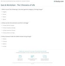 Quiz Worksheet The 3 Domains Of Life Study Com