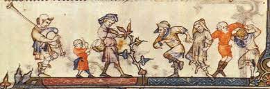 Peasants Singing And Dancing From The Hours Of Jeanne De Navarre Early To Mid 14th Century Note The Gartered Floppy Hose Bagpipes Art On Photos 14th Century