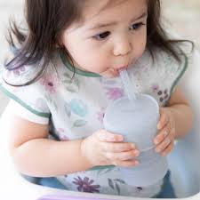 Bumkins Silicone Straw Cup with Lid Gray