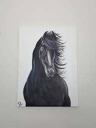Now draw the eye, nose, mouth and the other details. Black Mustang Horse Painting By Roha Mahmood Saatchi Art
