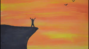 As the end of the day arrives, the sky lights up with the orange and red hues of a beautiful sunset. A Simple And Easy Painting Silhouette Using Poster Colours