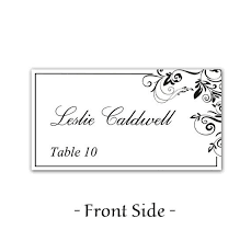 The place card templates are available in pdf format, please choose your paper size: Instant Download Classic Elegance Black Leaf Ornate Flourish Wedding Place Cards Micr Free Place Card Template Place Card Template Wedding Place Card Templates