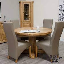 Light oak extending dining table and chairs. Deluxe Oak Round Extending Table House Of Oak