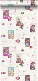 23 photos gratuites de cartes postales anciennes. Papier Peint Intisse Cartes Postales Anciennes Vintage Rose Et Turquoise 53 Cm X 10 05 M Estahome Leroy Merlin