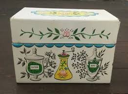 J Chein Vintage 50s Metal Recipe Box Container White Herbs Spices Flowers Usa Ebay Metal Recipe Box Vintage Recipe Box Recipe Card Boxes