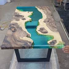 Blue River Table Top With Epoxy Inlay Cheapest Best Quality Dining Table In 2020 Wood Resin Table Epoxy Wood Table Diy Resin Table